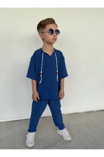 Mother-Child combo shalwar set-Petrol blue - 3