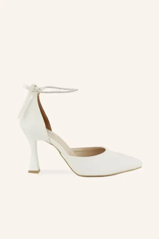 Mother-of-pearl Satin Elisya Heeled Bridal Shoes - MARCATELLI