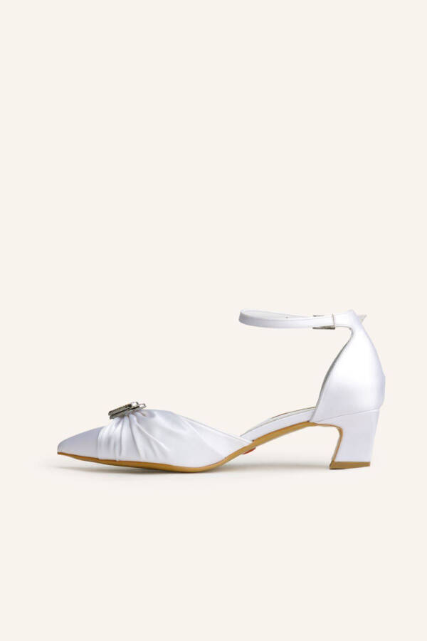 Mother-of-Pearl Satin Olivia Mini Heel Bridal Shoes - 16