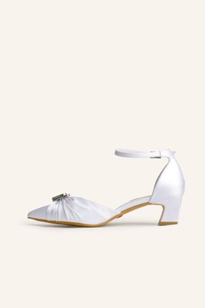 Mother-of-Pearl Satin Olivia Mini Heel Bridal Shoes - 11