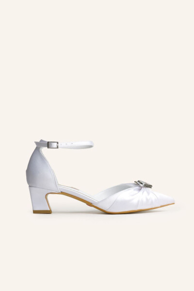 Mother-of-Pearl Satin Olivia Mini Heel Bridal Shoes - 5