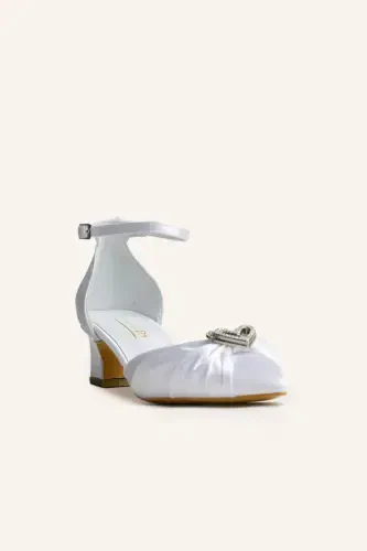 Mother-of-Pearl Satin Olivia Mini Heel Bridal Shoes - MARCATELLI (1)