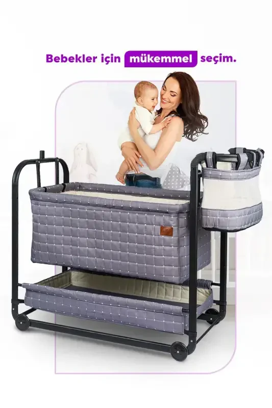 Mother Side Swinging Baby Cradle Portable Hammock Basket Crib Sapphire - 7