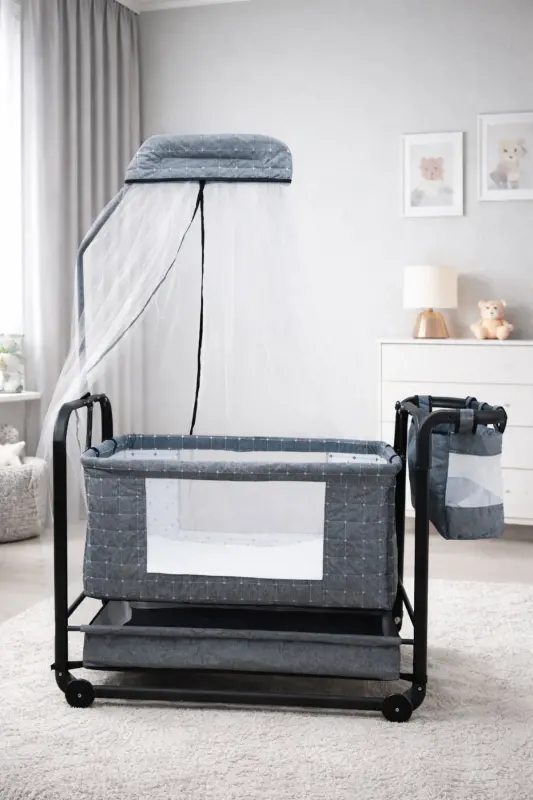 Mother Side Swinging Baby Cradle Portable Hammock Basket Crib Sapphire - BEBELOVV
