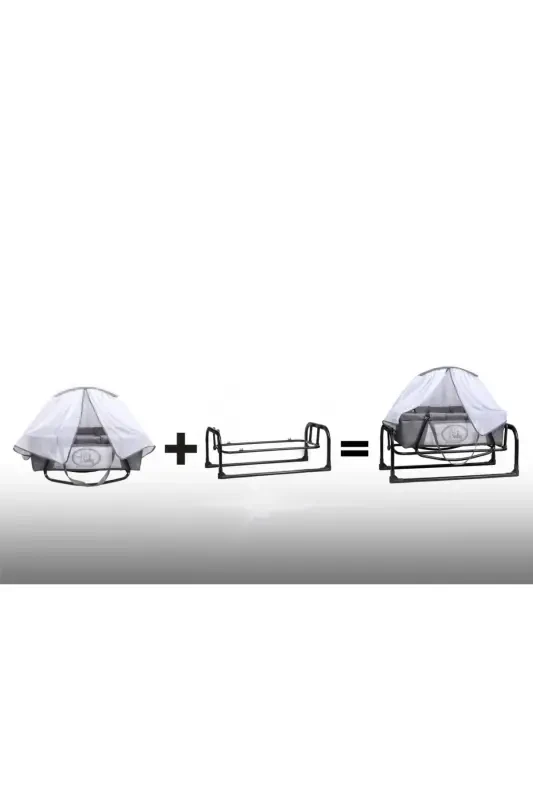 Mother's Bedside Luxury Cradle Linen Fabric Tulle Portable 3 Pieces Portable Hammock-Claret Red - 4