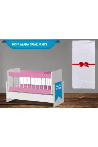 Mother's Bedside Rocking Crib-Pink - 1