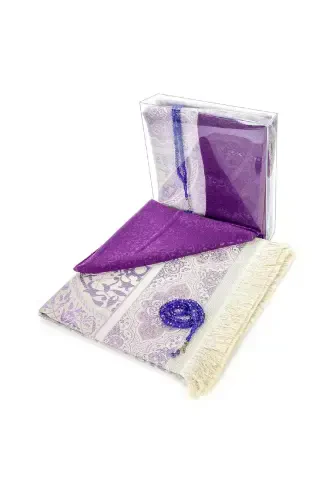 Mother's Day Special Set 12 - Prayer Rug - Cover - Rosary - Boxed-Purple - 1