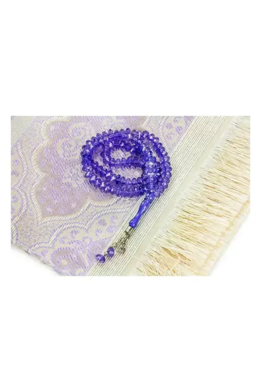 Mother's Day Special Set 12 - Prayer Rug - Cover - Rosary - Boxed-Purple - 3