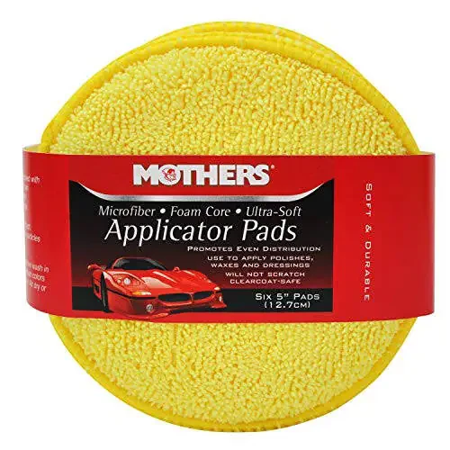 Mothers Microfiber Polishing Pad and Cleaning Pads for Car Detailing, 5 Inch Diameter, Yellow, 6 Pack - 7
