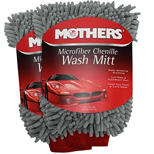 MOTHERS Premium Chenille Car Wash Mitt, Scratch and Lint Free, 2 Pack - 6