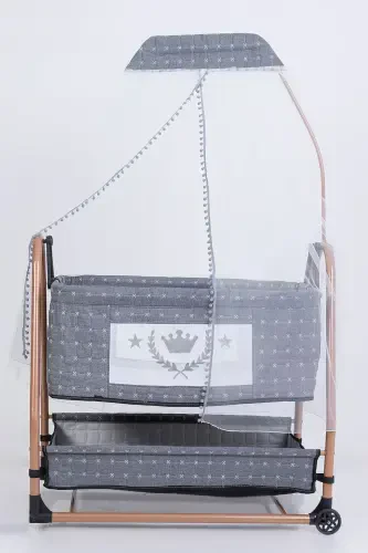 Mother's Side Basket Bassinet Wheeled Luxury Crib-Gray - COZIBO (1)