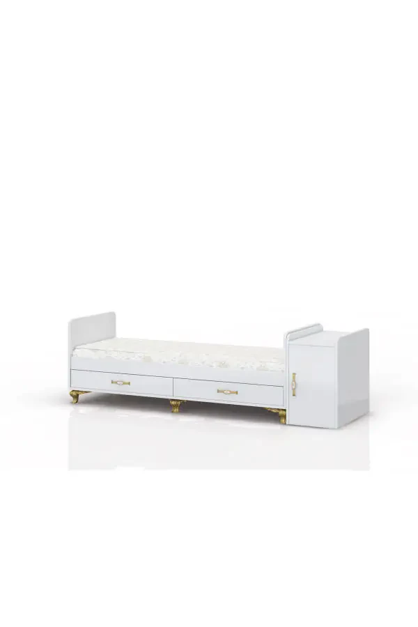 Mother's Side, Rocking, Growing Baby Cradle, with Mattress, Cover, Drawer 60 x 120 Gold - 4