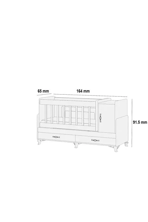 Mother's Side, Rocking, Growing Baby Cradle, with Mattress, Cover, Drawer 60 x 120 Gold - 5