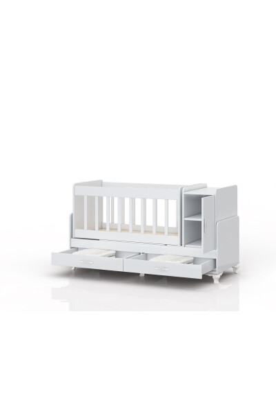 Mother's Side, Rocking, Growing Baby Cradle, with Mattress, Lid, Drawer 60 x 120 White - 3