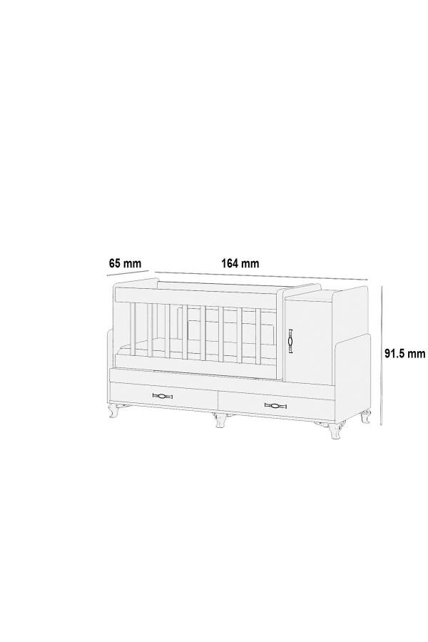 Mother's Side, Rocking, Growing Baby Cradle, with Mattress, Lid, Drawer 60 x 120 White - 5