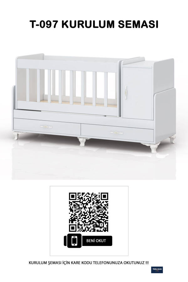Mother's Side, Rocking, Growing Baby Cradle, with Mattress, Lid, Drawer 60 x 120 White - 6