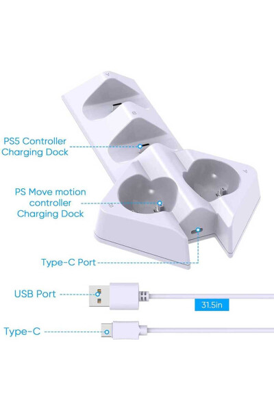 Motion Controller and Playstation 5 Dualsense Charging Station 2+2 Simultaneous Safe and Fast Charging - 5