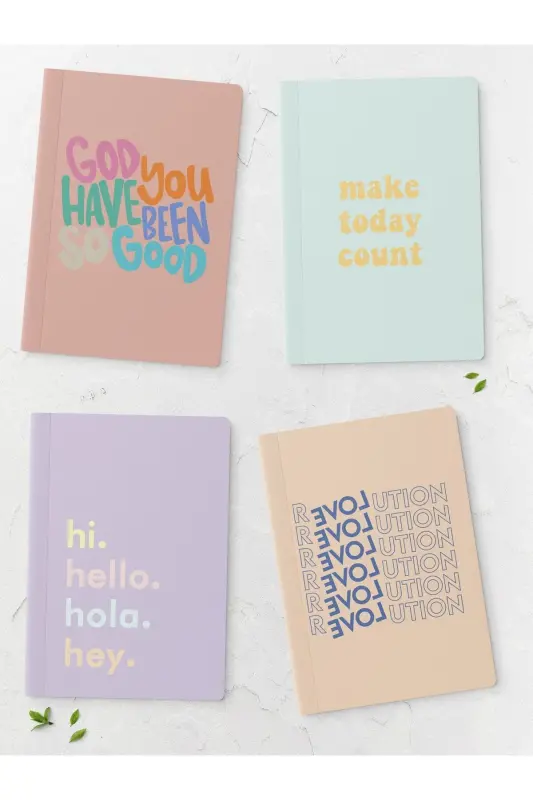 Motivatsiya Chizg'isiz Daftar Seti - 4 Adet - 14cm*20cm - 64 Sahifa-Rangli V - POSTIFULL