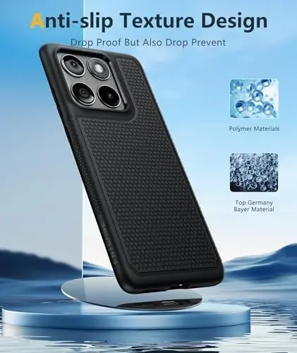 FNTCASE for Motorola Edge 2025 Case: Moto Edge 2025 Case 14ft Military Grade Drop Protection Anti-Slip Sweat-Resistant Matte Textured Dual Layer Daily Cover - 6.7inch (Black) - 5