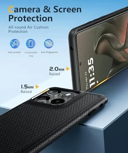 FNTCASE for Motorola Edge 2025 Case: Dual Layer Non Slip Matte Textured | Shockproof Military Grade Drop Protection, Anti-Scratch, Rugged Protective Cell Phone Cover, for Daily Use, Black 