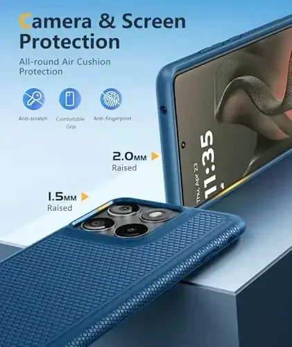 FNTCASE for Motorola Edge 2025 Case: Dual Layer Protective Lightweight Duty Cell Phone Cover Shockproof Rugged with Non Slip Textured Back - Military Protection Bumper Tough - 6.7inch (Blue) - 6