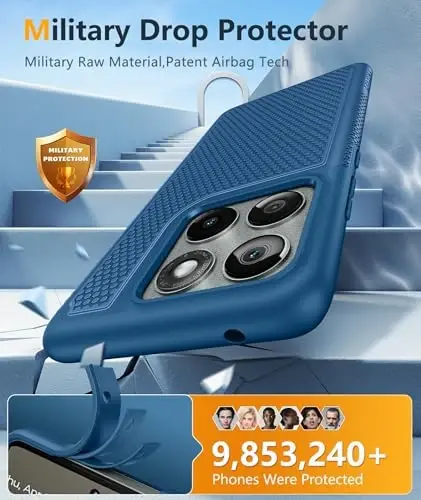 FNTCASE for Motorola Edge 2025 Case: Dual Layer Protective Lightweight Duty Cell Phone Cover Shockproof Rugged with Non Slip Textured Back - Military Protection Bumper Tough - 6.7inch (Blue) - 4