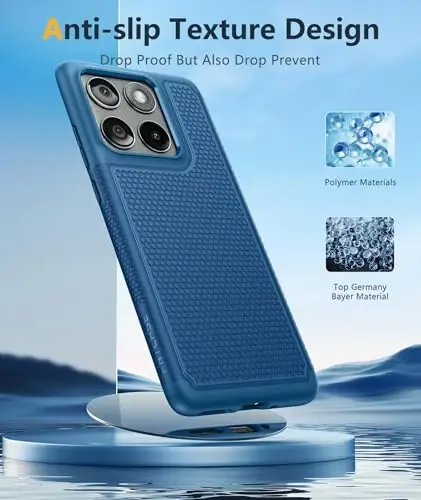 FNTCASE for Motorola Edge 2025 Case: Dual Layer Protective Lightweight Duty Cell Phone Cover Shockproof Rugged with Non Slip Textured Back - Military Protection Bumper Tough - 6.7inch (Blue) - 5
