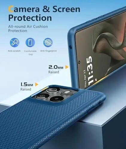 FNTCASE for Motorola Edge 2025 Case: Dual Layer Non Slip Matte Textured | Shockproof Military Grade Drop Protection, Anti-Scratch, Rugged Protective Cell Phone Cover, for Daily Use, Blue - FNTCASE