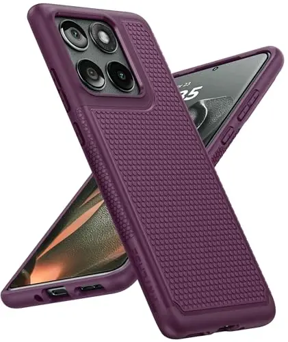 FNTCASE for Motorola Edge 2025 Case: Dual Layer Protective Lightweight Duty Cell Phone Cover Shockproof Rugged with Non Slip Textured Back - Military Protection Bumper Tough - 6.7inch (Burgundy) - FNTCASE (1)