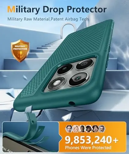 FNTCASE for Motorola Edge 2025 Case: Dual Layer Protective Lightweight Duty Cell Phone Cover Shockproof Rugged with Non Slip Textured Back - Military Protection Bumper Tough - 6.7inch (Green) - 4