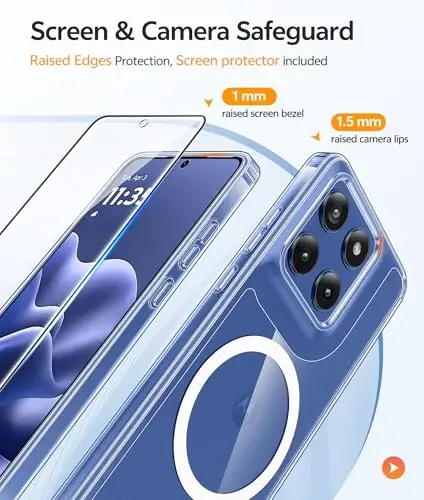 FNTCASE for Motorola Edge 2026 Case, Fit for Magsafe, Screen Protector | Anti Yellowing Magnetic Back, 14FT Military Grade Drop Protection, Shockproof Protective Phone Cover, Transparent - 4