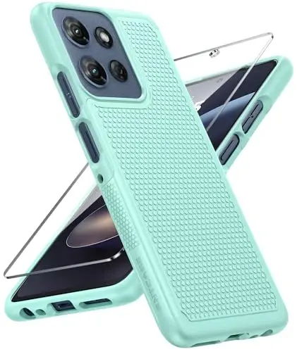 FNTCASE for Moto G 2026/2025 Case: Moto G Play 2026/Moto G Power 2025 Case Dual Layer Military Grade Protective Cell Phone Cover with Screen Protector Heavy Duty Shockproof Rugged Non Slip, Mint Green - 1