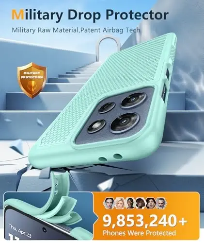 FNTCASE for Moto G 2026/2025 Case: Moto G Play 2026/Moto G Power 2025 Case Dual Layer Military Grade Protective Cell Phone Cover with Screen Protector Heavy Duty Shockproof Rugged Non Slip, Mint Green - 4