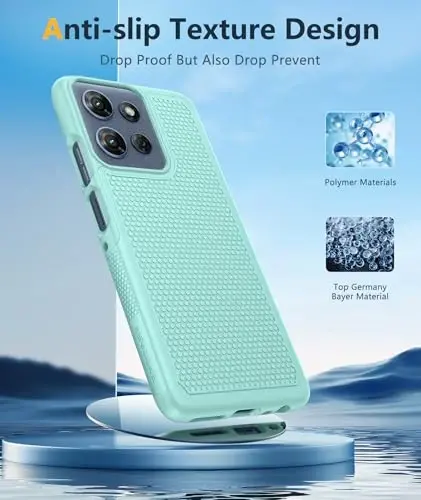 FNTCASE for Moto G 2026/2025 Case: Moto G Play 2026/Moto G Power 2025 Case Dual Layer Military Grade Protective Cell Phone Cover with Screen Protector Heavy Duty Shockproof Rugged Non Slip, Mint Green - 5