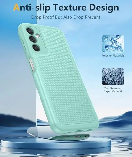 FNTCASE for Samsung Galaxy A14 5G Case: Dual Layer Protective Heavy Duty Cell Phone Cover Shockproof Rugged with Non Slip Textured Back - Military Protection Bumper Tough - 2023, 6.6inch (Mint Green) - 5