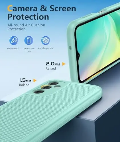 FNTCASE for Samsung Galaxy A14 5G Case: Dual Layer Protective Heavy Duty Cell Phone Cover Shockproof Rugged with Non Slip Textured Back - Military Protection Bumper Tough - 2023, 6.6inch (Mint Green) - 6