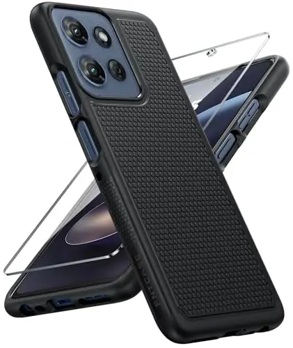 FNTCASE for Moto G-2026/2025 Phone Case: Moto G Play 2026/Moto G Power 2025 Case with Screen Protector Dual Layer Military Drop Protection Heavy Duty Shockproof Rugged Non Slip Cell Phone Cover, Black - 1