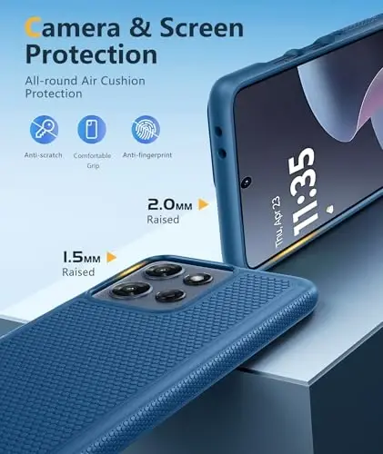 FNTCASE for Moto G 2026/2025 Phone Case: Dual Layer Non Slip Shockproof | Moto G Play 2026/G Power 2025 Case With Screen Protector, Military Drop Protection, Matte Protective Daily Phone Cover, Blue 