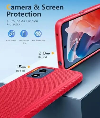 FNTCASE for Motorola Moto G-Play-2024 Case: Dual Layer Protective Heavy Duty Cell Phone Cover Shockproof Rugged with Non Slip Textured Back - Military Protection Bumper Tough (Red) - FNTCASE