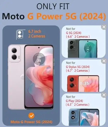 FNTCASE for Moto G-Power-5G 2024 Case: 14FT Military Grade Drop Protection with Screen Protector Shockproof Rugged Anti-Slip Sweat-Resistant Matte Dual Layer Daily Phone Cover, 6.7 inch (Blue) - FNTCASE (1)
