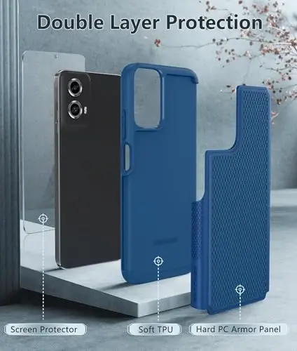 Motorola Moto G-Power-5G-2024 uchun FNTCASE g'ilofi: Ikki qatlamli himoya, og'ir yuk ko'taruvchi mobil telefon qopqog'i, zarbaga chidamli, sirpanmaydigan to'qimali orqa - Harbiy himoya bamperi - 2024, 6,7 dyuym - 3