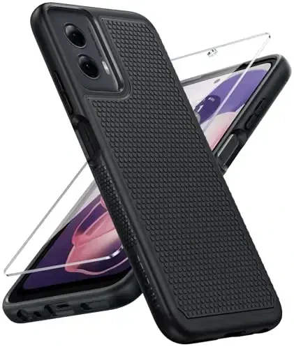Motorola Moto G-Power-5G-2024 uchun FNTCASE g'ilofi: Ikki qatlamli himoya, og'ir yuk ko'taruvchi mobil telefon qopqog'i, zarbga chidamli, sirpanmaydigan teksturali orqa tomoni bilan mustahkam - Harbiy himoya bamperi - 2024, 6,7 dyuym - FNTCASE