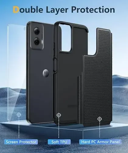 Motorola Moto G-Power-5G-2024 uchun FNTCASE g'ilofi: Ikki qatlamli himoya, og'ir yuk ko'taruvchi mobil telefon qopqog'i, zarbga chidamli, sirpanmaydigan teksturali orqa tomoni bilan mustahkam - Harbiy himoya bamperi - 2024, 6,7 dyuym - 3