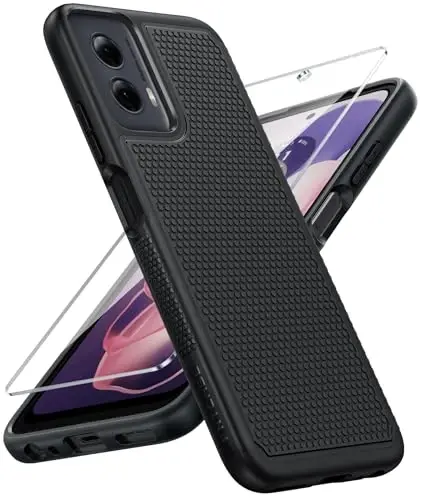 Motorola Moto G-Power-5G-2024 uchun FNTCASE g'ilofi: Ikki qatlamli himoya, og'ir yuk ko'taruvchi mobil telefon qopqog'i, zarbga chidamli, sirpanmaydigan teksturali orqa tomoni bilan mustahkam - Harbiy himoya bamperi - 2024, 6,7 dyuym 