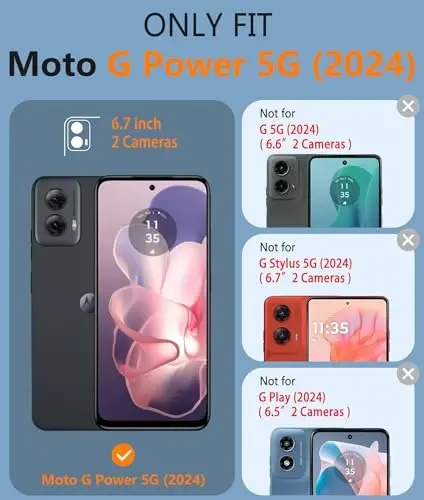 Motorola Moto G-Power-5G-2024 uchun FNTCASE g'ilofi: Ikki qatlamli himoya, og'ir yuk ko'taruvchi mobil telefon qopqog'i, zarbga chidamli, sirpanmaydigan teksturali orqa tomoni bilan mustahkam - Harbiy himoya bamperi - 2024, 6,7 dyuym - 2