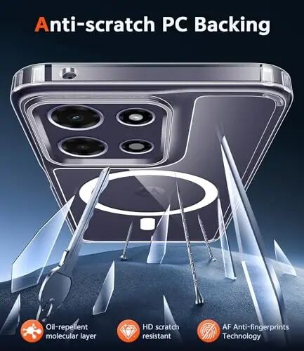 FNTCASE for Motorola Moto G-Power-5G-2026 Case: for Moto G Power 2025 Case Clear Slim Anti Yellowing Cell Phone Cover - Rugged Shockproof Protective Bumper Transparent Phonecase (Clear Magnetic) - 5
