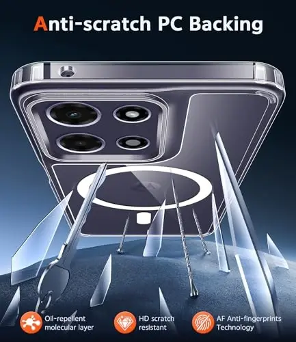 Motorola Moto G-Power-5G-2026 uchun FNTCASE g'ilofi: Moto G Power 2025 uchun shaffof, yupqa, sarg'aymaydigan mobil telefon g'ilofi: Mustahkam, zarbaga chidamli himoya bamperli shaffof g'ilof (Shaffof magnitli) - 5