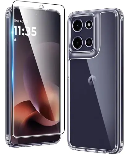 Motorola Moto G-Power-5G-2026 uchun FNTCASE g'ilofi: Moto G Power 2025 uchun shaffof, yupqa, sarg'aymaydigan mobil telefon g'ilofi: Mustahkam, zarbalarga chidamli himoya bamperli shaffof g'iloflar (Shaffof) 