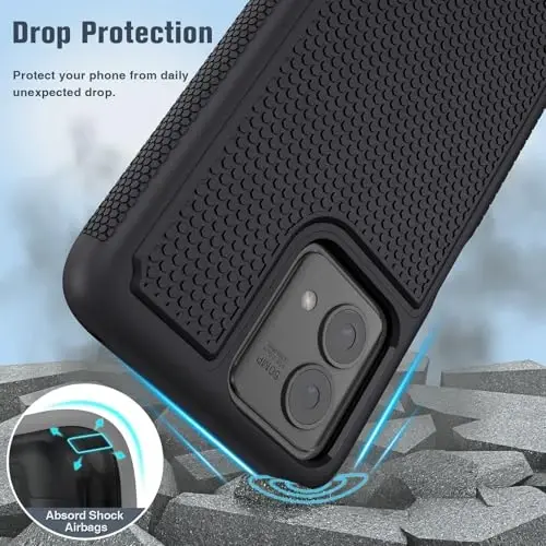 FNTCASE for Motorola Moto G-Stylus-5G-2023 Case: Dual Layer Shockproof Protective Phone Cover | Anti Slip Textured Back | Military Protection Bumper | Soft Slim Lightweight Rugged Black 