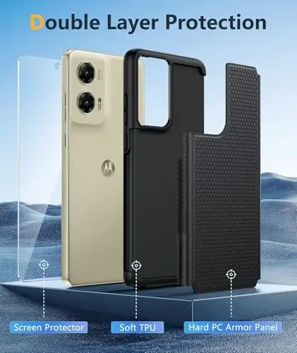 FNTCASE for Moto G Stylus 5G 2024 Case: 14FT Military Grade Drop Protection with Screen Protector Shockproof Rugged Anti-Slip Sweat-Resistant Matte Dual Layer Daily Cover, 6.7 inch - 3